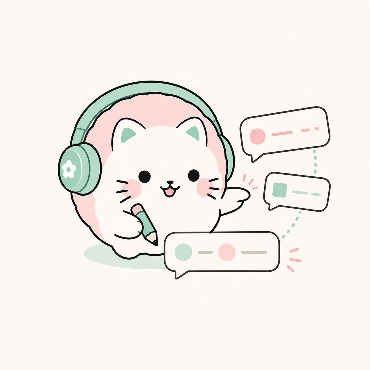 日檢喵發音與聽力訓練功能插畫