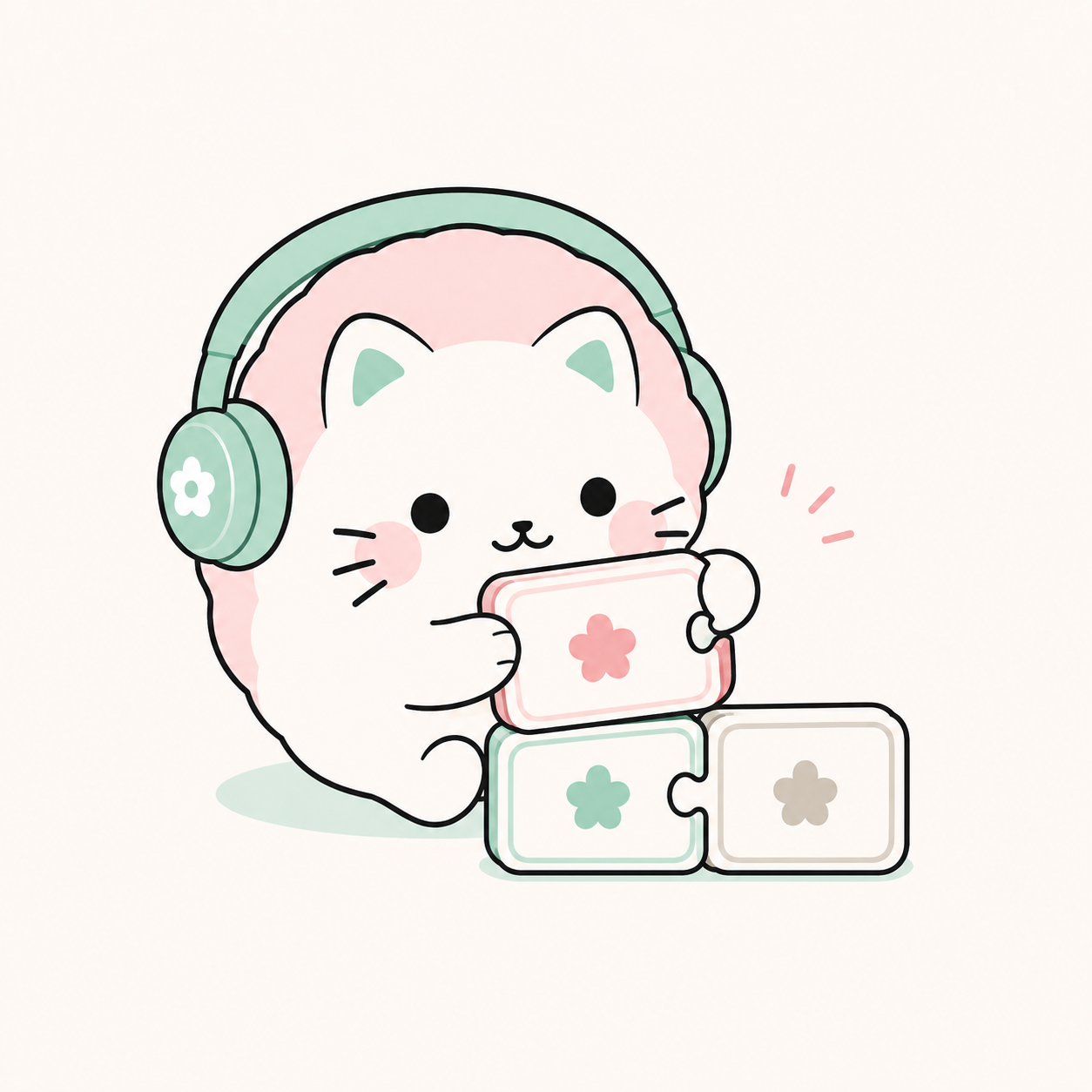 日檢喵混合測驗與模擬練習功能插畫